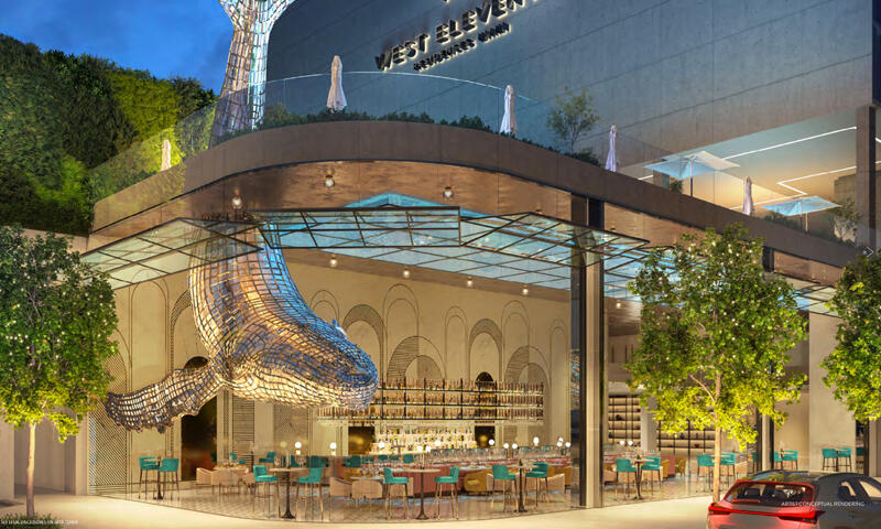 Salón gastronómico y de entretenimiento de tres niveles de 30.000 pies cuadrados